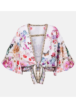 Camilla Floral linen crop top