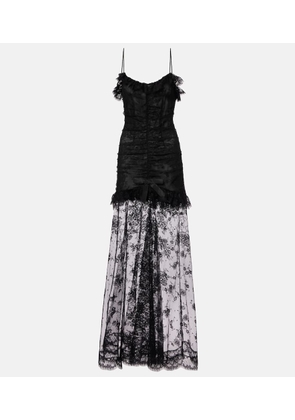 Alessandra Rich Bow-detail cotton-blend lace gown