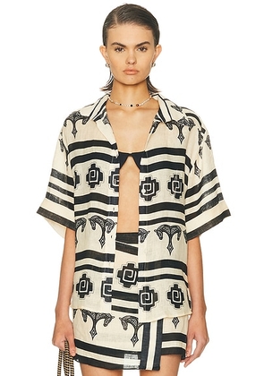 Johanna Ortiz La Creciente Shirt in Ecru & Black - Cream,Black. Size 0 (also in 2).