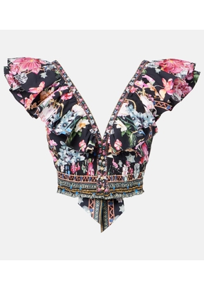 Camilla Crystal-embellished cotton crop top