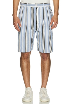 SIMKHAI Hugh Shorts in Blue Multi Stripe - Baby Blue. Size L (also in M, XL/1X).