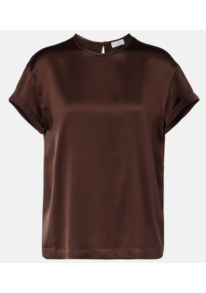 Brunello Cucinelli Monili silk-blend satin T-shirt