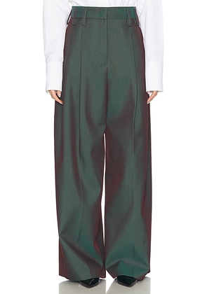 Jil Sander Wide Leg Trouser in Iridescent Plum - Green,Plum. Size 38 (also in ).