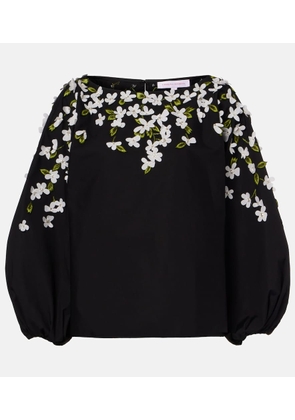 Carolina Herrera Floral-applique cotton-blend top