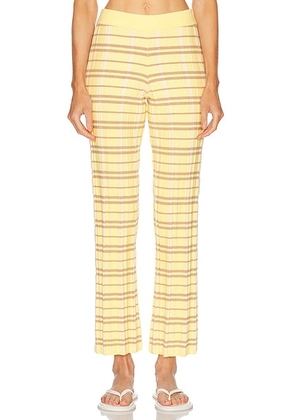 Guest In Residence Plaid Flare Pant in Butter Combo - Yellow. Size L (also in S, M).