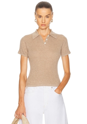 Guest In Residence Shrunken Cashmere Polo Top in Taupe - Taupe. Size L (also in XL).
