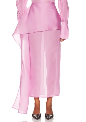 Helsa The Silk Gazar Skirt With Drape in Ash Rose - Pink. Size L (also in M, S, XS, XXS).