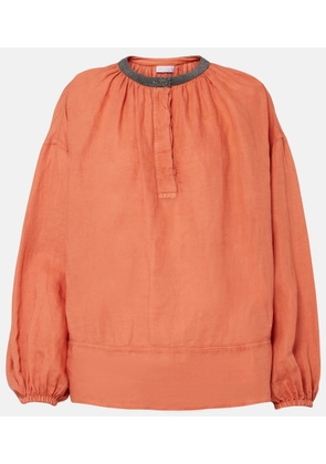 Brunello Cucinelli Monili linen and cotton top