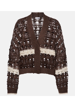 Brunello Cucinelli Open-knit jute and cotton-blend cardigan