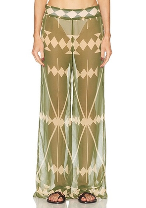 Johanna Ortiz Rapsodia Pant in Green & Ecru - Green. Size 2 (also in 4, 6).