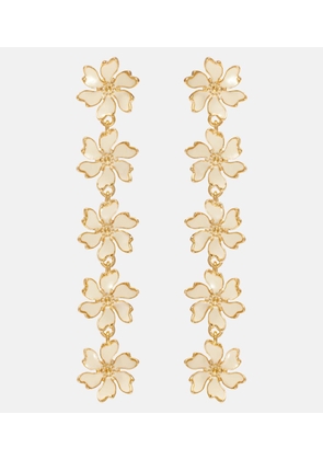 Oscar de la Renta Floral enamel drop earrings