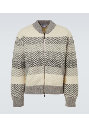 Thom Browne Chevron striped wool and mohair zip-up cardigan