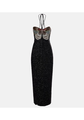 Clio Peppiatt Mariposa embellished halterneck gown