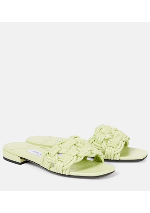 Jimmy Choo Chara raffia and leather slides