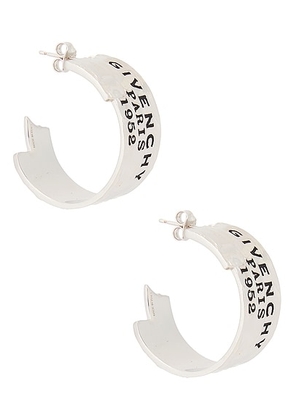 Givenchy Hoop Earrings in Antic Silvery - Metallic Silver. Size all.