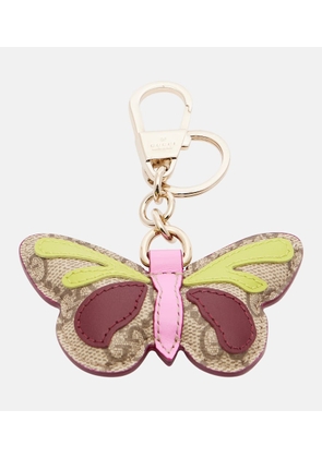 Gucci GG leather-trimmed coated canvas bag charm