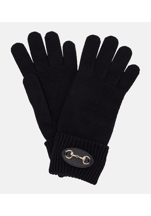 Gucci Horsebit ribbed-knit wool gloves