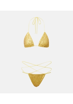 Norma Kamali Criss Cross sequined bikini