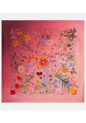 Gucci Floral silk twill scarf