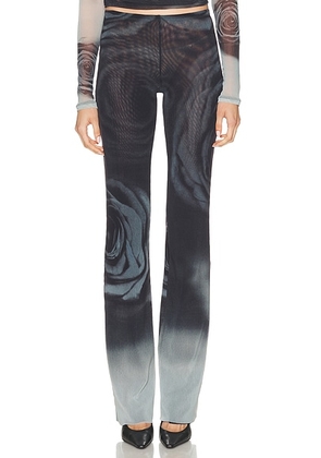 Jean Paul Gaultier Blurry Roses Printed Straight Trouser in White  Grey  & Black - Charcoal. Size S (also in XS, M, XL).