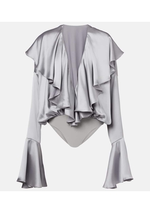 Norma Kamali Ruffled satin bodysuit