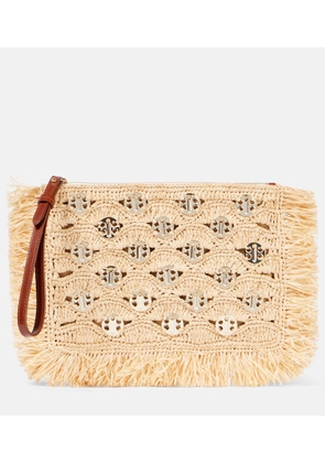 Rabanne Embellished raffia pouch