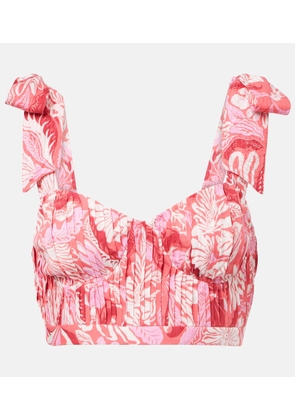 Poupette St Barth Carla pleated printed crop top