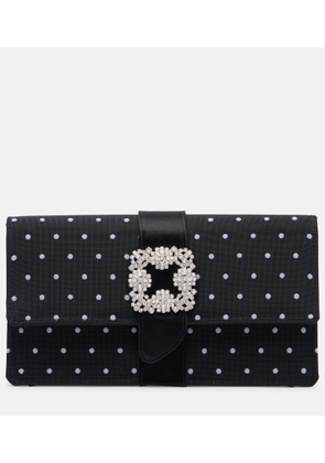 Manolo Blahnik Capri embellished polka-dot satin clutch