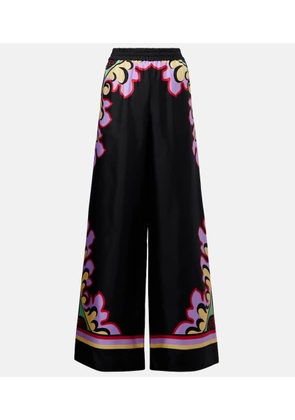 La DoubleJ Printed silk palazzo pants