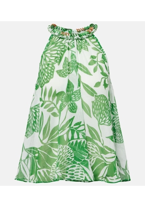 Poupette St Barth Cleo floral beaded cotton top