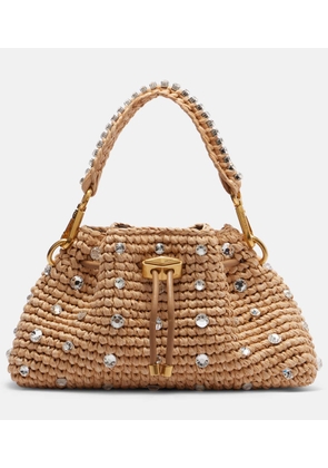 Jimmy Choo Cinch Small embellished raffia tote bag
