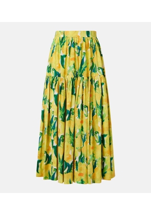 La DoubleJ Oscar printed cotton poplin midi skirt