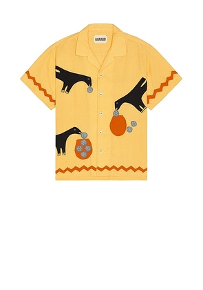HARAGO Crow Applique Shirt in Yellow - Yellow. Size L (also in ).