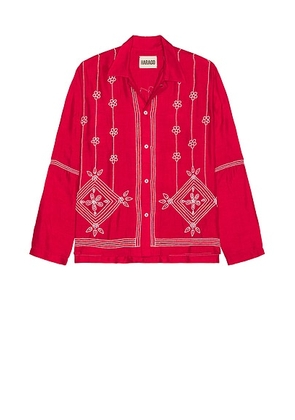 HARAGO White Beadwork Shirt in Pink - Pink. Size L (also in S, XL/1X).