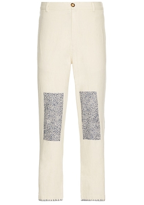 HARAGO Kantha Knee Cap Pants in Off White - Beige. Size L (also in S, XL/1X).