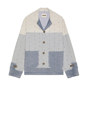 HARAGO Jamdani Quilted Jacket in Blue - Blue. Size L (also in S).