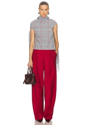 Jean Paul Gaultier Back Closure Scarf Draped Top in Light Grey  Grey  & Red - Grey. Size L (also in M, S).