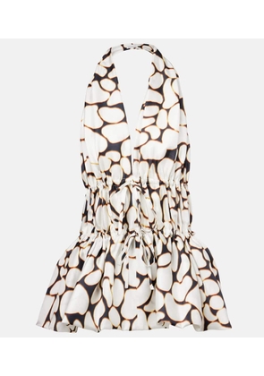 Dries Van Noten Printed halterneck silk twill top