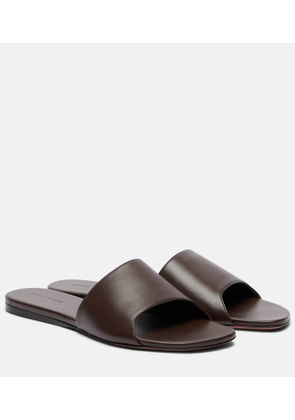 Amina Muaddi Bianca leather slides