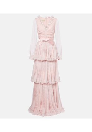 Valentino Plus De Pois silk crepon chiffon gown