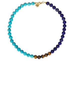 FRY POWERS Collar Necklace in Lapis  Tigers Eye  & Turquoise - Blue. Size all.