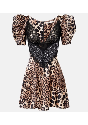 Rodarte Leopard-print silk satin minidress