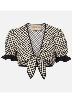 Valentino Plus De Pois cotton poplin crop top