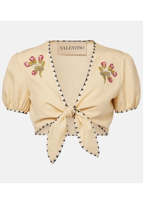 Valentino Plus De Pois embroidered crop top
