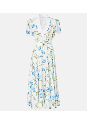 Rodarte Belted floral silk twill midi dress