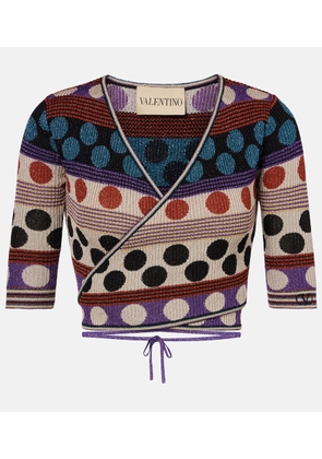 Valentino Polka-dot jacquard lame wrap top