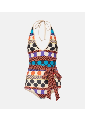 Valentino Escape belted polka-dot swimsuit