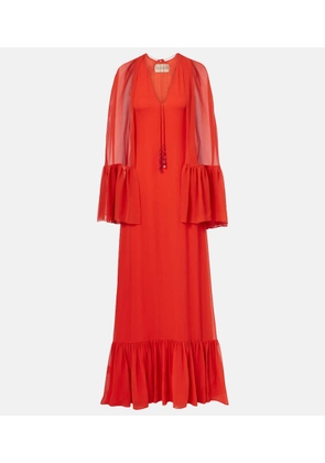 Valentino Caped silk georgette maxi dress