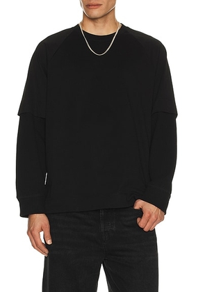 Helmut Lang Double Layer Waffle T-shirt in Black - Black. Size L (also in S, M, XXL/2X).