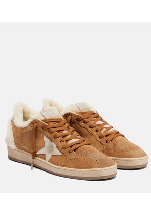 Golden Goose Ball Star shearling-trimmed suede sneakers
